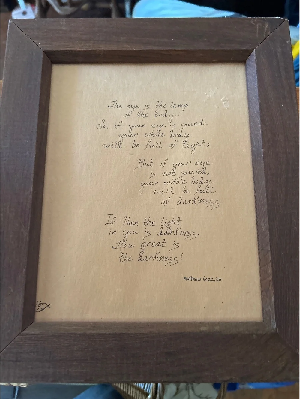 Framed Handwritten Inspirational Quote with Wooden Frame